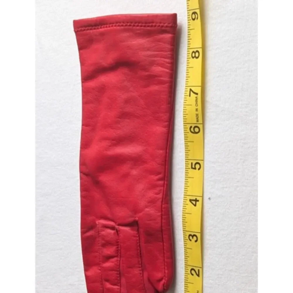 Vintage Fownes Red Leather Gloves | Lined | Size Small (A) | Vibrant Cherry Red